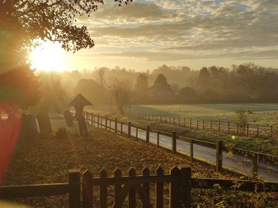 Winters Dawn over the village